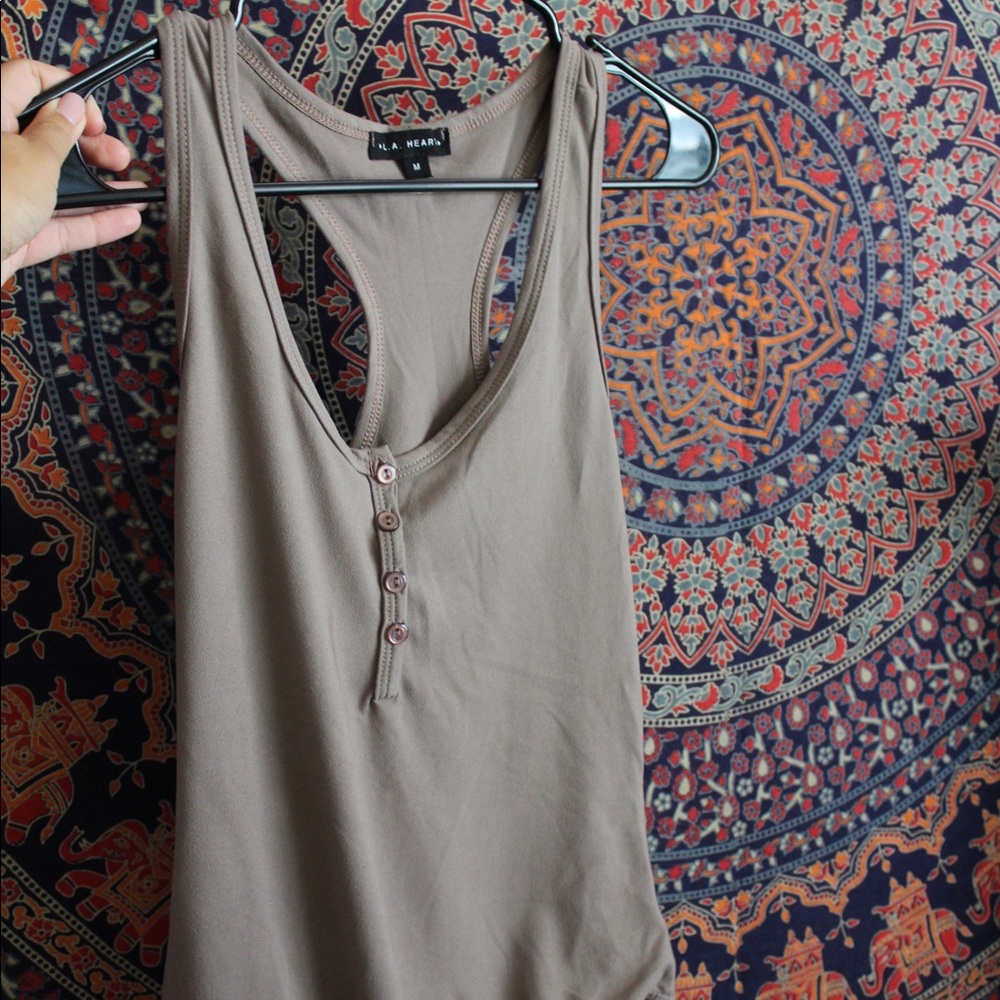 Tan/ beige racerback bodysuit, never used, no tags